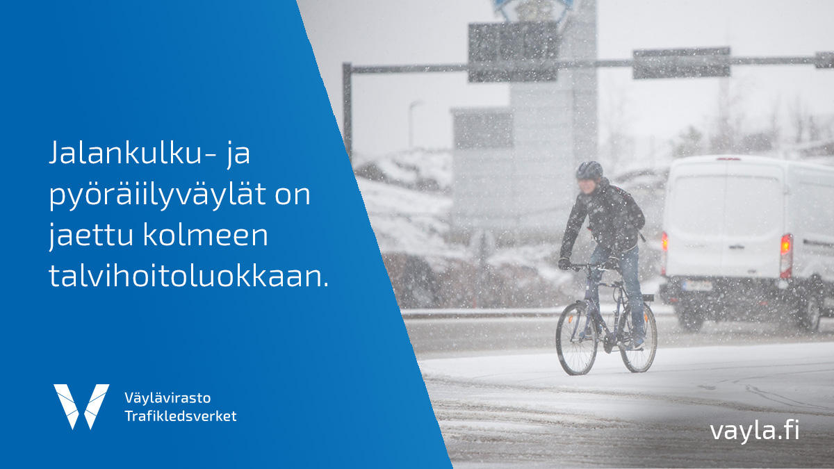 Väylävirasto (@vaylafi) on Twitter photo 🚴🚶♀️ Valtion omistamia kävely- ja pyöräilyväyliä on yhteensä noin 6 000 kilometriä.
👷♀️ Väylävirasto ohjaa ELY-keskuksia kävelyn ja pyöräilyn väylien kunnossapidossa.
👀 Lue lisää: vayla.fi/kunnossapito/t…
#kunnossapito #talvi <a href="/ELYkeskus/">ELY-keskus</a> 🚴🚶♀️ Valtion omistamia kävely- ja pyöräilyväyliä on yhteensä noin 6 000 kilometriä.
👷♀️ Väylävirasto ohjaa ELY-keskuksia kävelyn ja pyöräilyn väylien kunnossapidossa.
👀 Lue lisää: vayla.fi/kunnossapito/t…
#kunnossapito #talvi <a href="/ELYkeskus/">ELY-keskus</a>