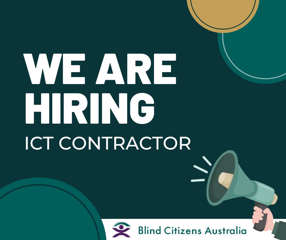 Join the BCA team!

We're hiring an ICT Contractor to support IT needs &amp; assistive tech for our remote team. Your expertise will help us empower people who are blind or vision impaired.

Apply by Friday, 31st January: bit.ly/4etU5wG