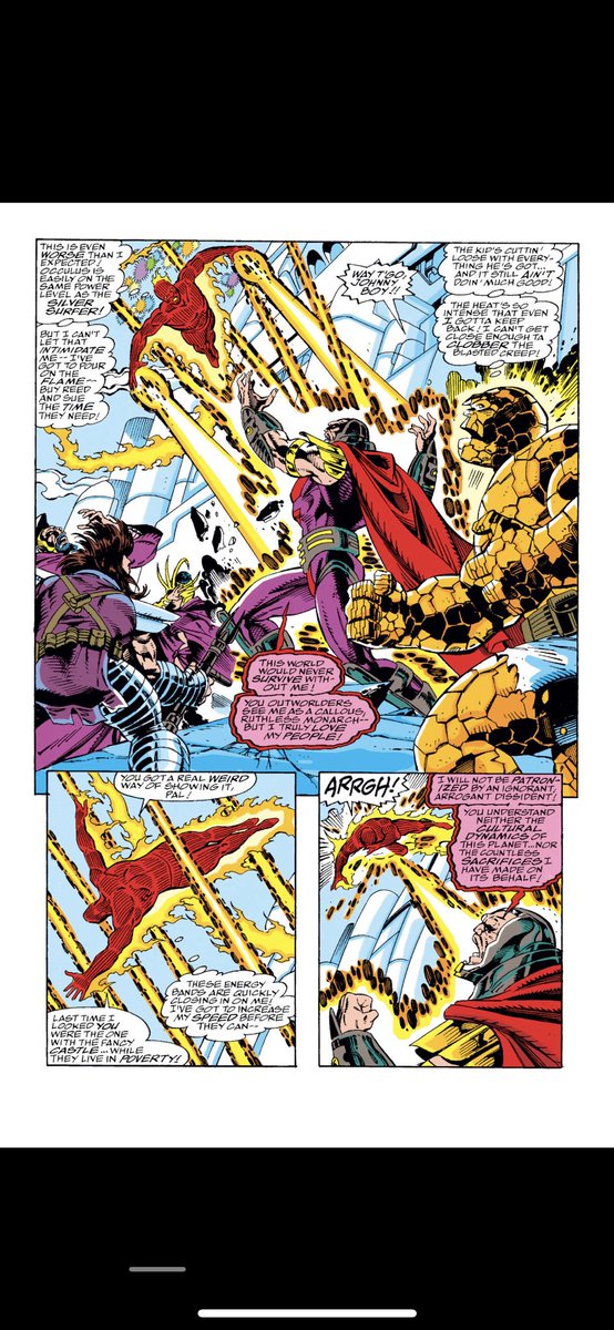 BrakeforDreams's tweet photo. #comicbeforebed Fantastic Four No. 365, June, 1992. Johnny churns out the fire, Alicia gets a surprise visit from Sharon, and Occulus defeated! 🔥😬💥 #FantasticFour #MarvelComics #MarvelUnlimited @MarvelComicsHQ @MarvelUnlimited https://t.co/48GHgFCKvh