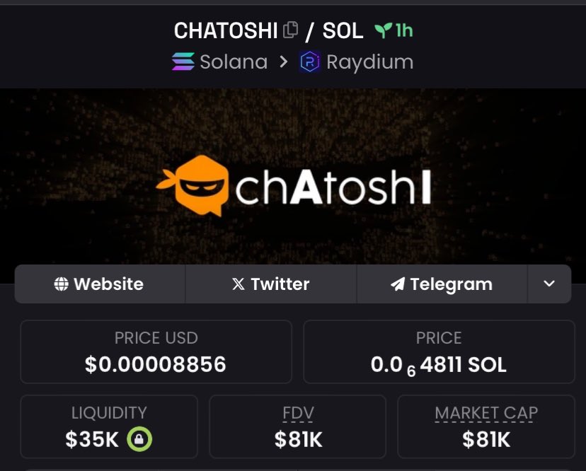 StellaLatherine's tweet photo. Caught and shared $CHATOSHI at $81k Mcap to my copy traders in my private TG

#LEE #POSTIZ #memecoin #solana #CHATOSHI #SOL https://t.co/TsJIxnku61