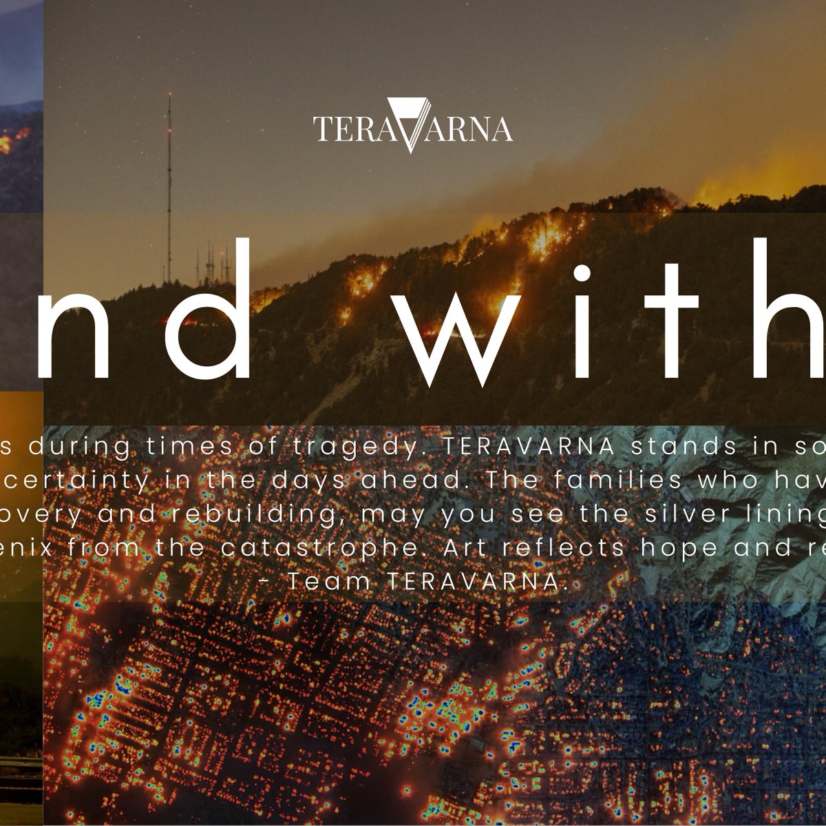 teravarna's tweet image. In the face of tragedy, may we find strength in unity and love in community. Our hearts are with all impacted by the wildfires in Los Angeles. Sending prayers for healing and hope. 🙏
.
.
.
.
.
#LAwildfire #standwithla #prayforla #californiafire #teravarna_official