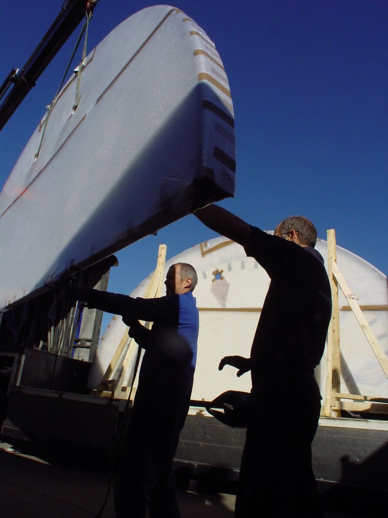 From the Archive: Fabrication and Finishing Engineers Kevin and Phil preparing the DENT clock for transportation and installation at St Pancras International Station.⁠