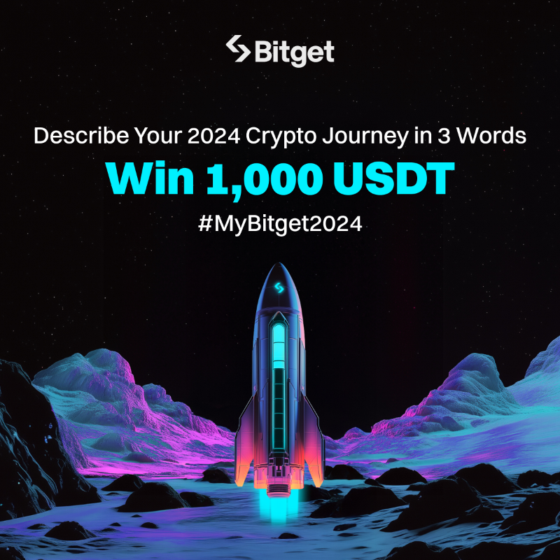 bitget's tweet photo. What 3 words reflect your 2024 crypto journey?

With bullish trends and breakthroughs, it’s a transformative year for everyone!

🎁 Share your 3 words and the story behind them to win a share of 1,000 USDT! 👇

#MyBitget2024