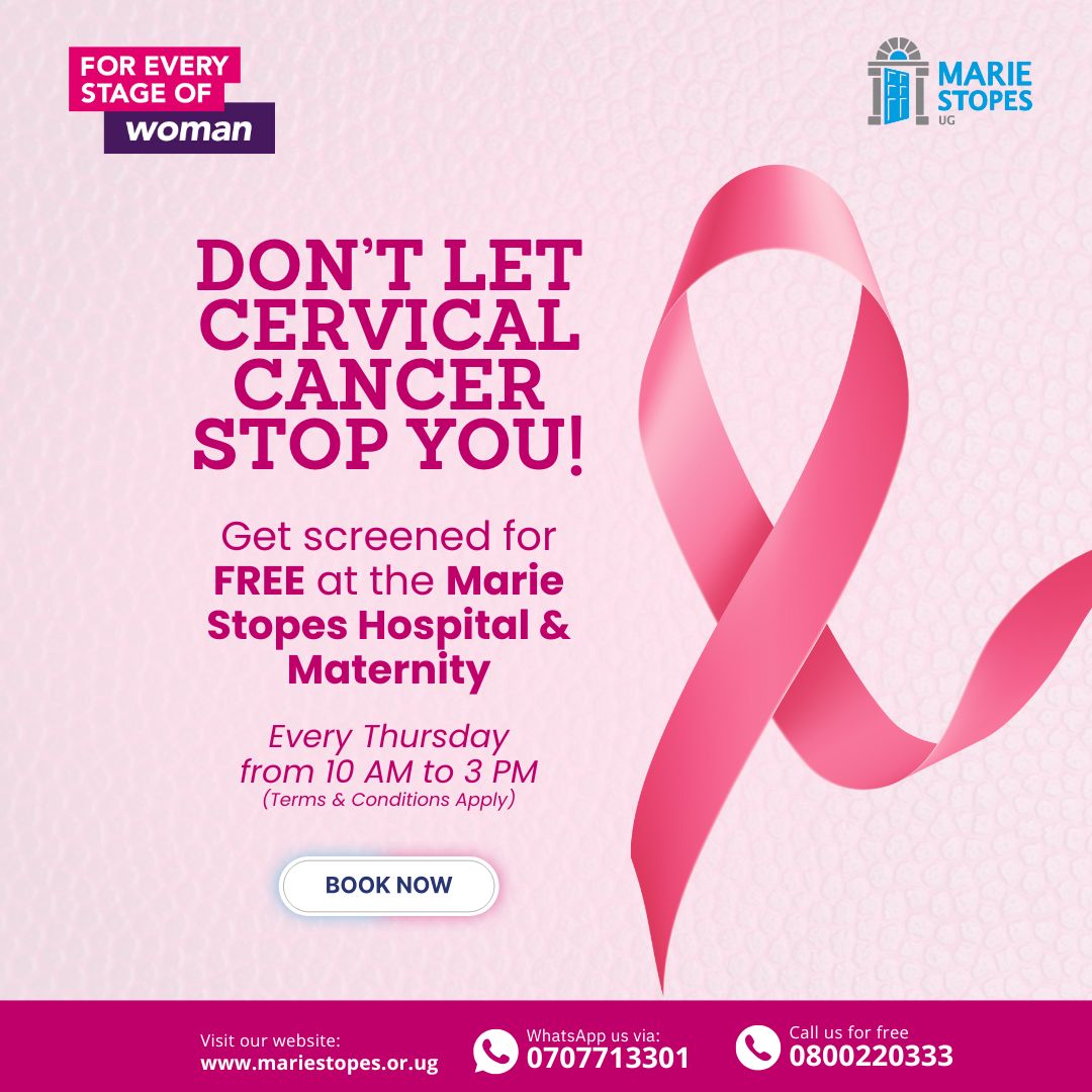 MarieStopesUg's tweet photo. Did you know? Women aged 21 and older should have regular wellness exams, including Pap and HPV tests, to stay ahead of cervical cancer.

The good news? Cervical cancer is preventable and treatable with early detection and care.

Take advantage of the FREE cervical cancer screening at Marie Stopes Hospital! Encourage your friends, family, and networks to do the same.

For more details, reach out on toll-free number 0800220333 or WhatsApp 0707713301