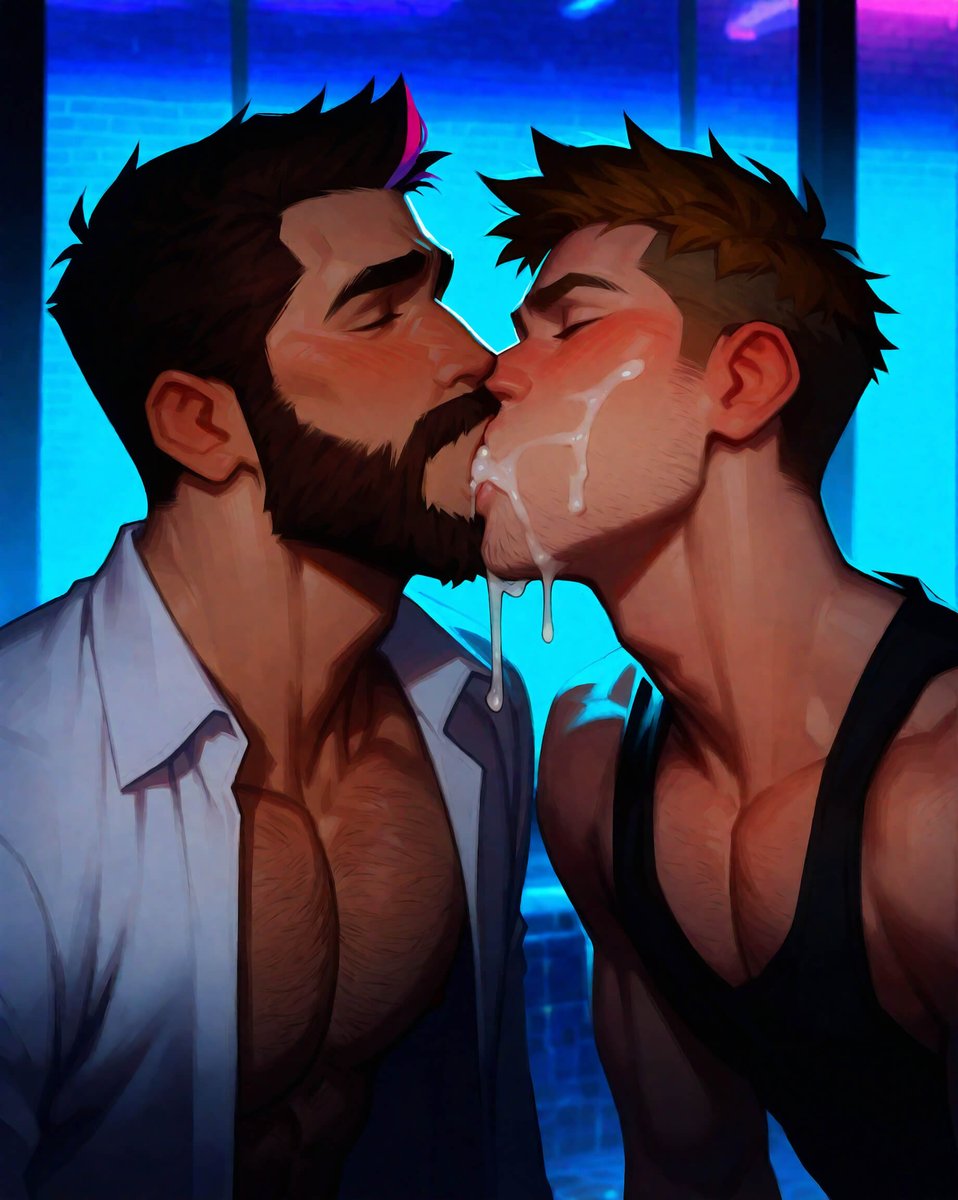 Part 4 — Nothing hits quite like messy kisses and neon lights at 2AM. 💦💋

#cumkissing #cumkiss #makingout #gay #cuminmouth #cuminside