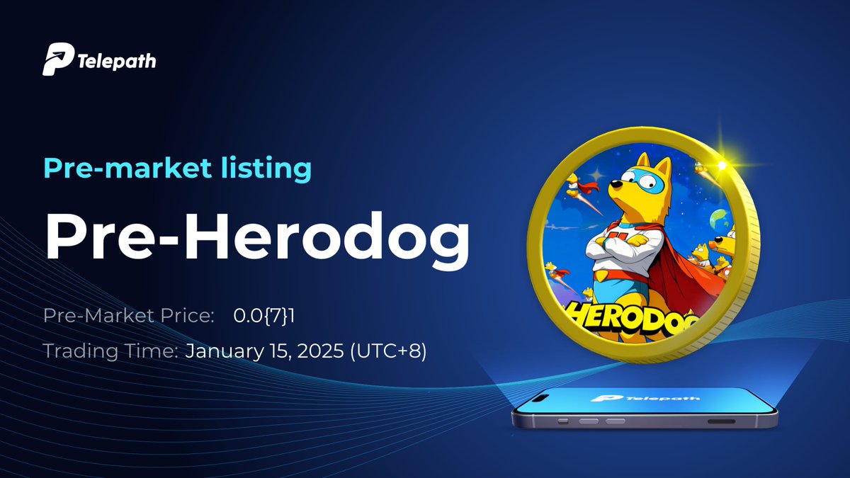 🗽 New #listing 

🌠 $ Pre-HeroDog  (HeroDog Pre-Market) will be listed on #TelePath！

$HeroDog will be listed on <a href="/RaydiumProtocol/">Raydium</a>  approximately three days after the successful pre-market trading. 🚀