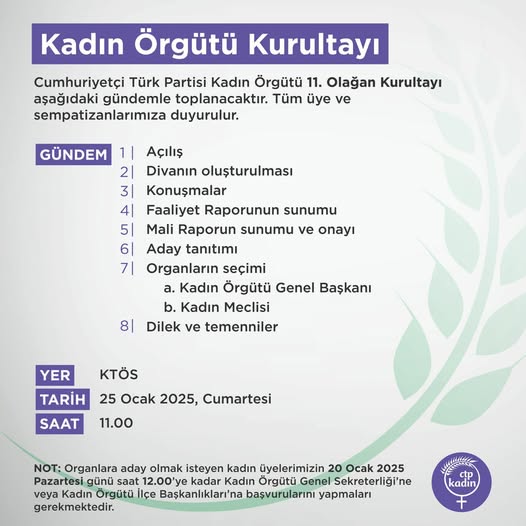 CTP Kadın Örgütü 11. Olağan Kurultayı Gerçekleştiriliyor