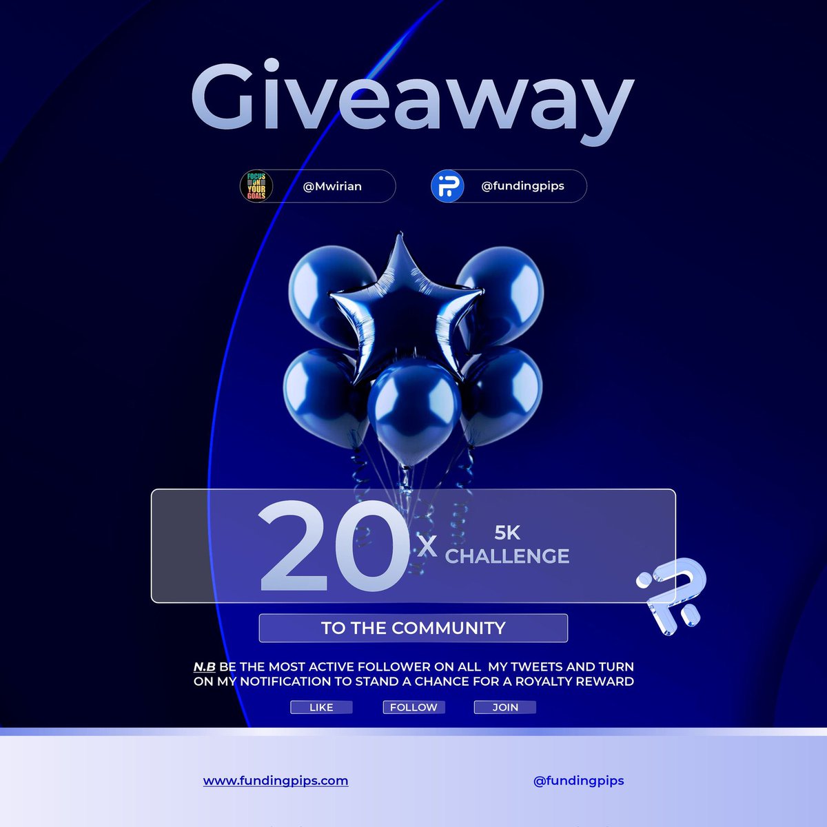 ronna256's tweet photo. Giveaway - $100K 

1- Follow @fundingpips @Khldfx @ronna256 
2- Like and retweet
3- Join discord here https://t.co/x2ndFlZKNR
4- Tag 3 friends to it. 
5- Turn on my notifications and engage (don’t behave like a bot)

Winners this week❤️🤝🏿. All the best! ✌🏿💯 https://t.co/50HBYjZ8HO