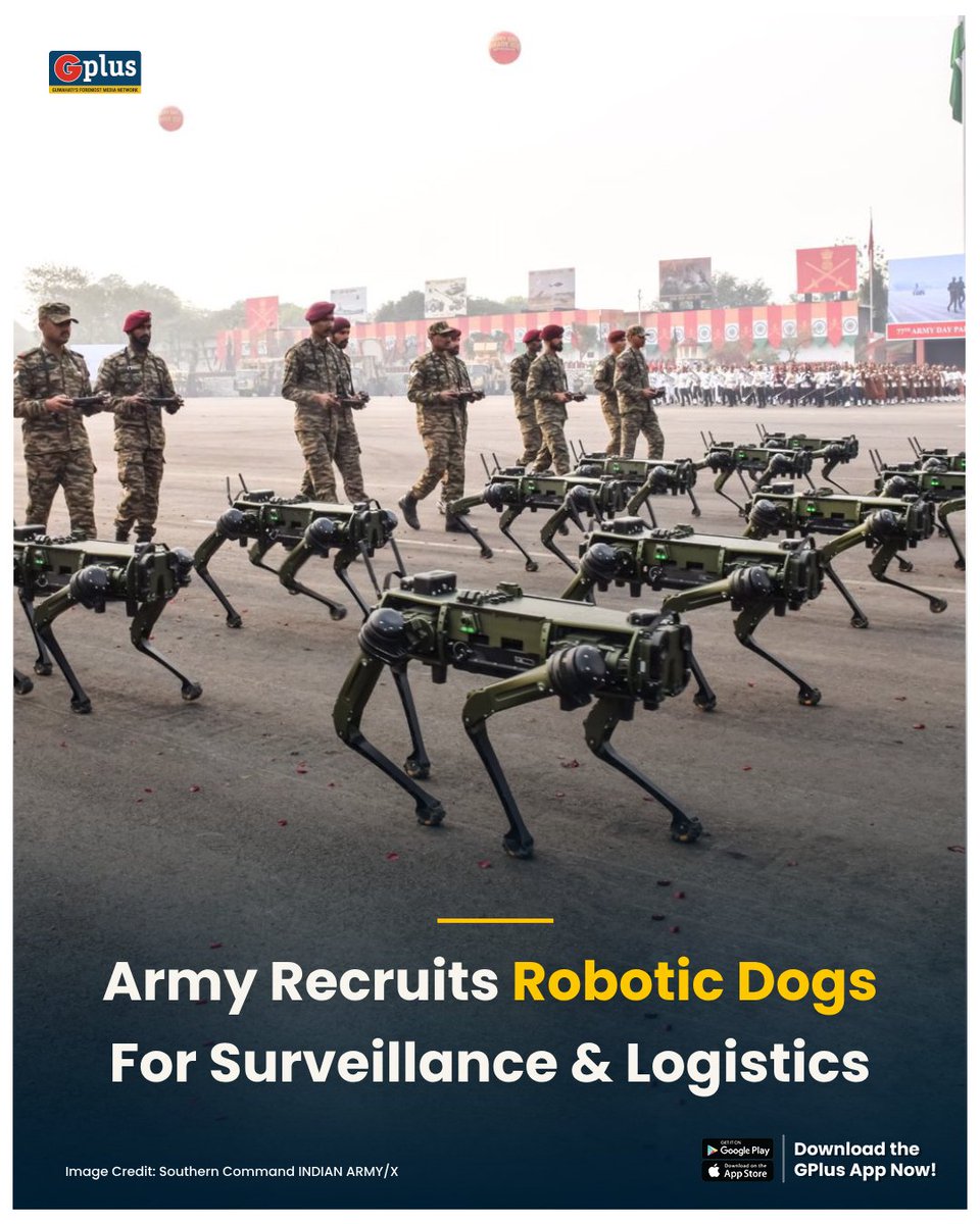guwahatiplus's tweet image. NEWS | The Indian Army has added 100 robotic dogs, also known as Multi-Utility Legged Equipment, to its arsenal to enhance operational capabilities.

#Robodog #IndianArmy @adgpi @HQ_IDS_India
@SpokespersonMoD @IaSouthern