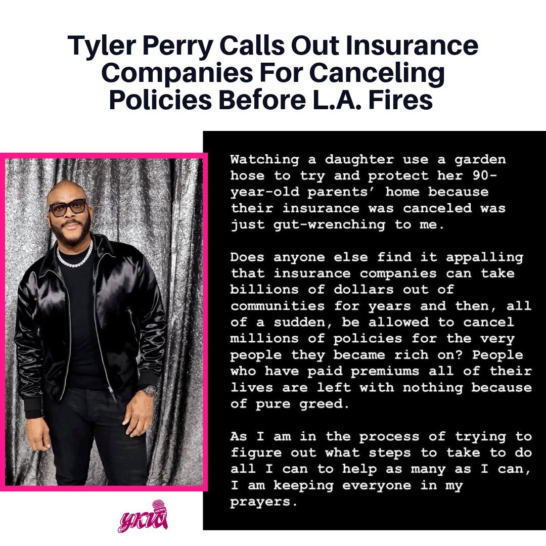 YallKnowWhat's tweet photo. #TylerPerry shares his frustration with insurance companies canceling policies before #LAFires https://t.co/wUMD9n1D4Z