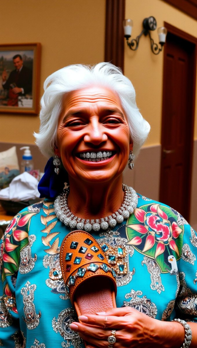chanklaonsol's tweet photo. When your abuelita shows up to the family reunion with her chankla bedazzled like it's going to a gala, you know she means business. 💎🩴 https://t.co/ReBiwRzopE