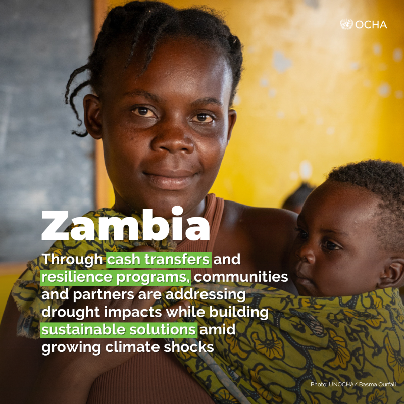 UNOCHA's tweet photo. #Zambia is enduring its worst drought in four decades, with devastating consequences for people across the country.

Crops failed, water sources dried up and hunger has now deepened, leaving millions of people in need of assistance.

But amid the crisis, solidarity prevails. ⤵️