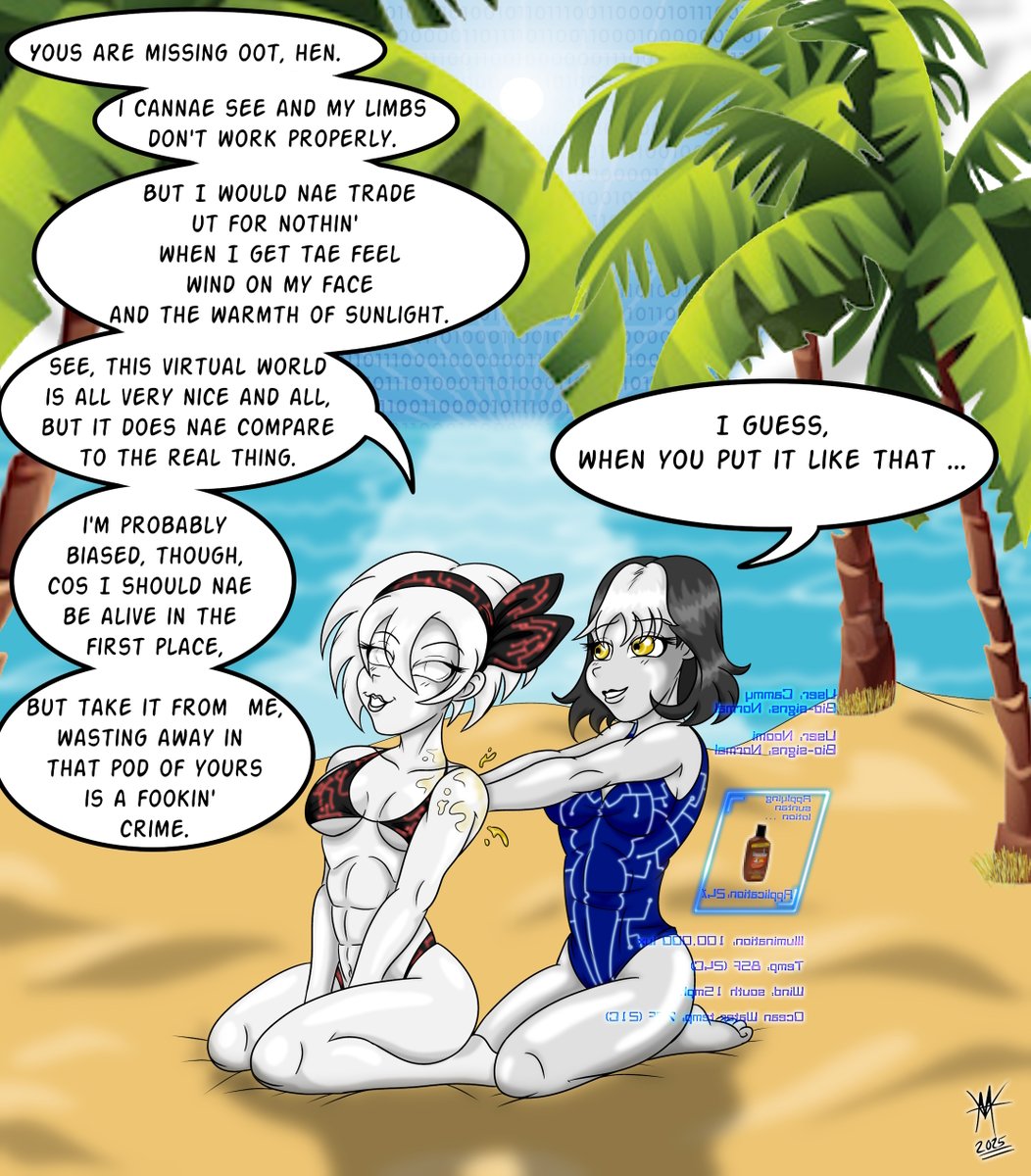 New pic on our #DeviantArt!  Noomi and Cammy, two tech tanks discussing an important issue between them.  

For more info, check out our DeviantArt page: wildspacesaga.deviantart.com