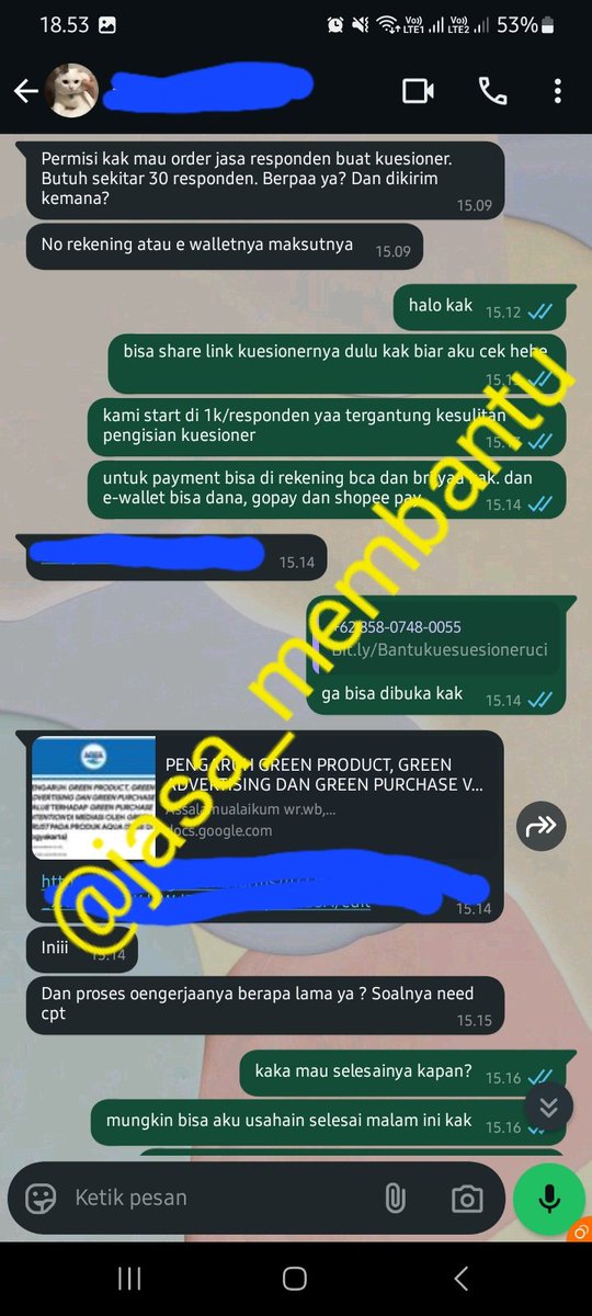 Jasa_Membantu's tweet photo. 30 responden selesaiii 💫
Buat kknya makasih banyak atas testinyaa, dilancarkan penelitiannya ya. Butuh jasa yg fast respon yg bantu nyukseskan penelitianmu? Boleh banget dong pakai jasa isi kuesioner kami, start 1k/responden aja loh. No robot2 club soalnya yg ngisi real human💃 https://t.co/SZ1sSSQwHz