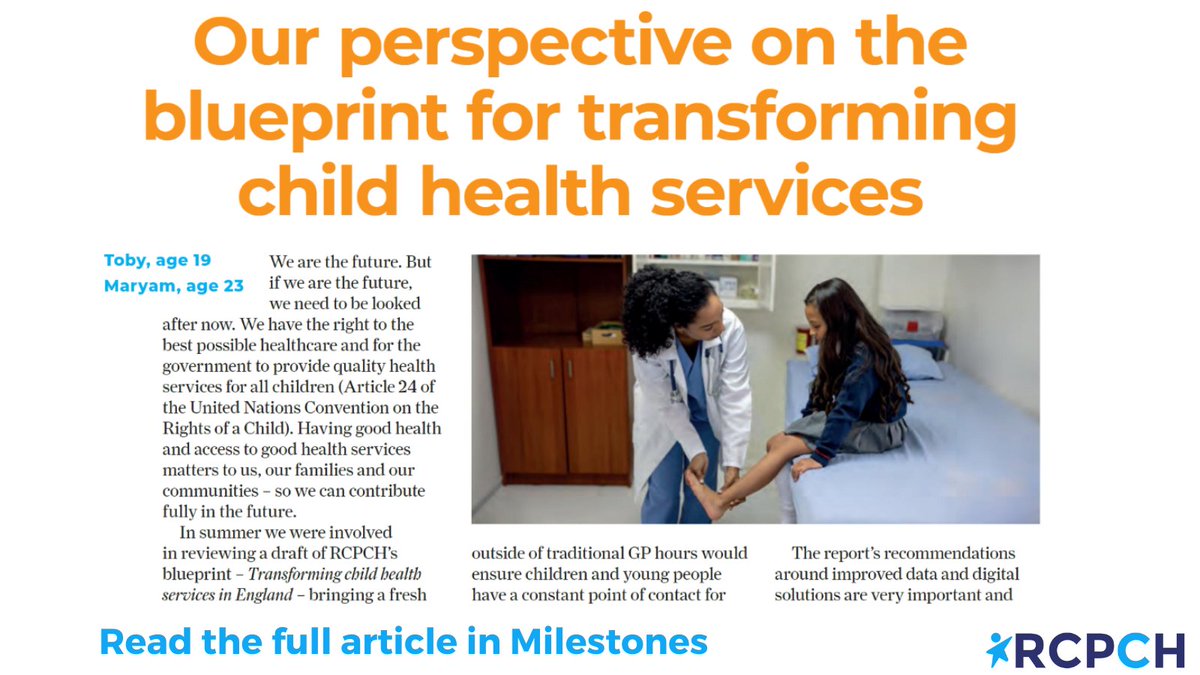 Our brilliant RCPCH Officer for Health Service Dr Ronny Cheung, gives an update on RCPCH’s blueprint for transformational change – while RCPCH &amp;Us shares just what the report recommendations mean to them in the winter edition of #RCPCHMilestones

rcpch.ac.uk/membership/mil…
