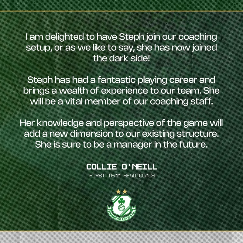 RoversWomen's tweet photo. 🤝 We are delighted to confirm the appointment of Stephanie Zambra as new First Team Coach ☘️

Welcome back, @StephanieRoche9 👋
