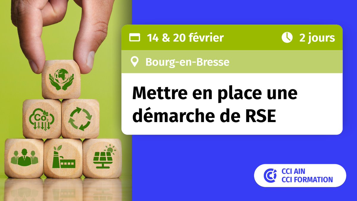 CCI_Ain's tweet photo. 🌍 Mettez en place votre démarche RSE 🌱
Positionnez votre stratégie et mobilisez vos parties prenantes pour un impact durable !

📅 Date : 14 &amp; 20 février
👉 https://t.co/700i9qVbc4

#RSE #DéveloppementDurable #EntrepriseEngagée #CCIFormation #ain https://t.co/f6C5BoPYBM