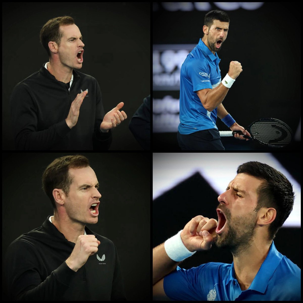 TheTennisLetter's tweet photo. Novak Djokovic gets his first win with Andy Murray in the stands as his coach. 

Iconic. https://t.co/F06dGad83P