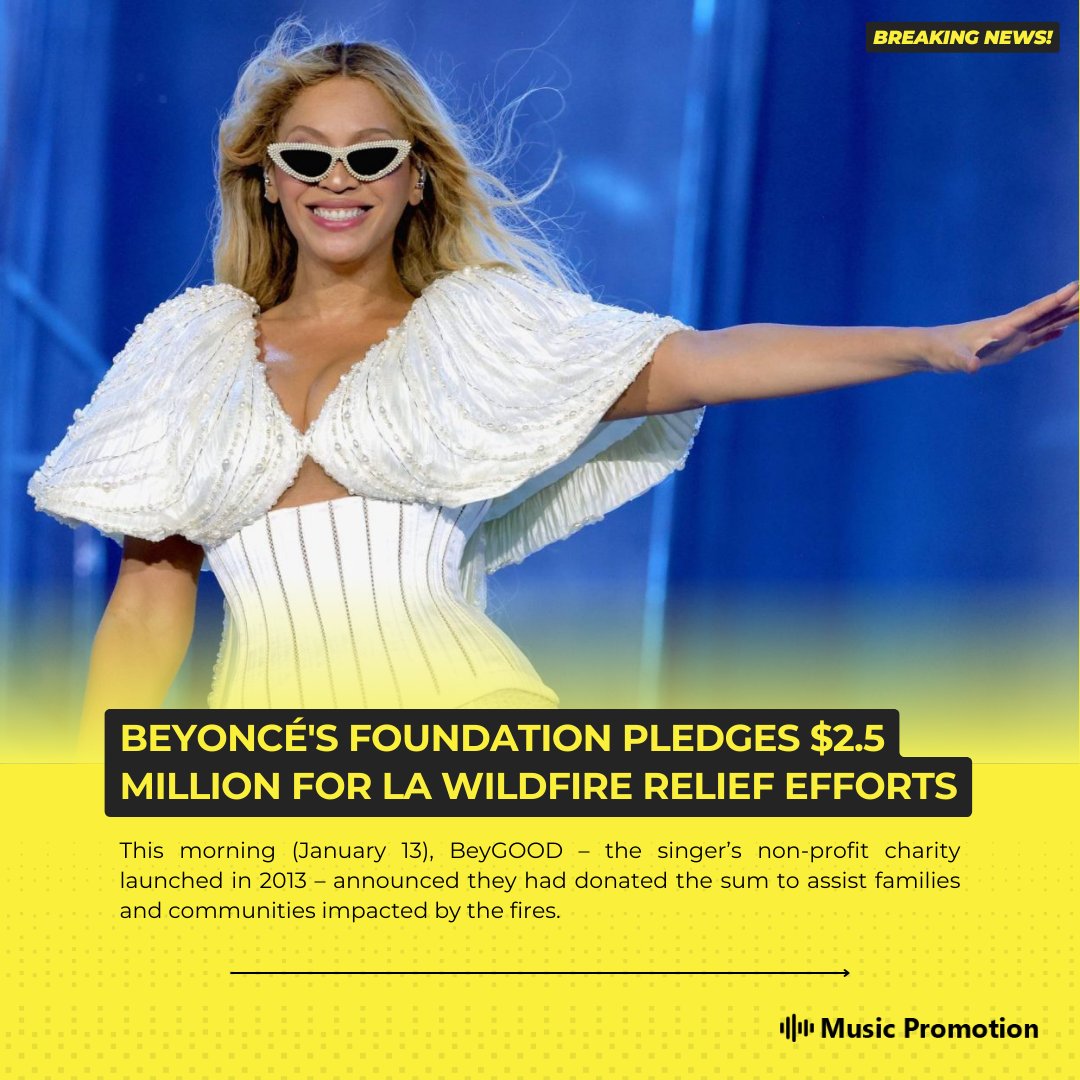 MPCInsights's tweet image. Beyoncé’s Foundation Unveils $2.5 Million Donation for LA Wildfire Relief

This morning (January 13), BeyGOOD, Beyoncé’s nonprofit, announced a donation to support families and communities affected by the fires.

#BeyGood #LAWildfireRelief #communitysupport #givingback