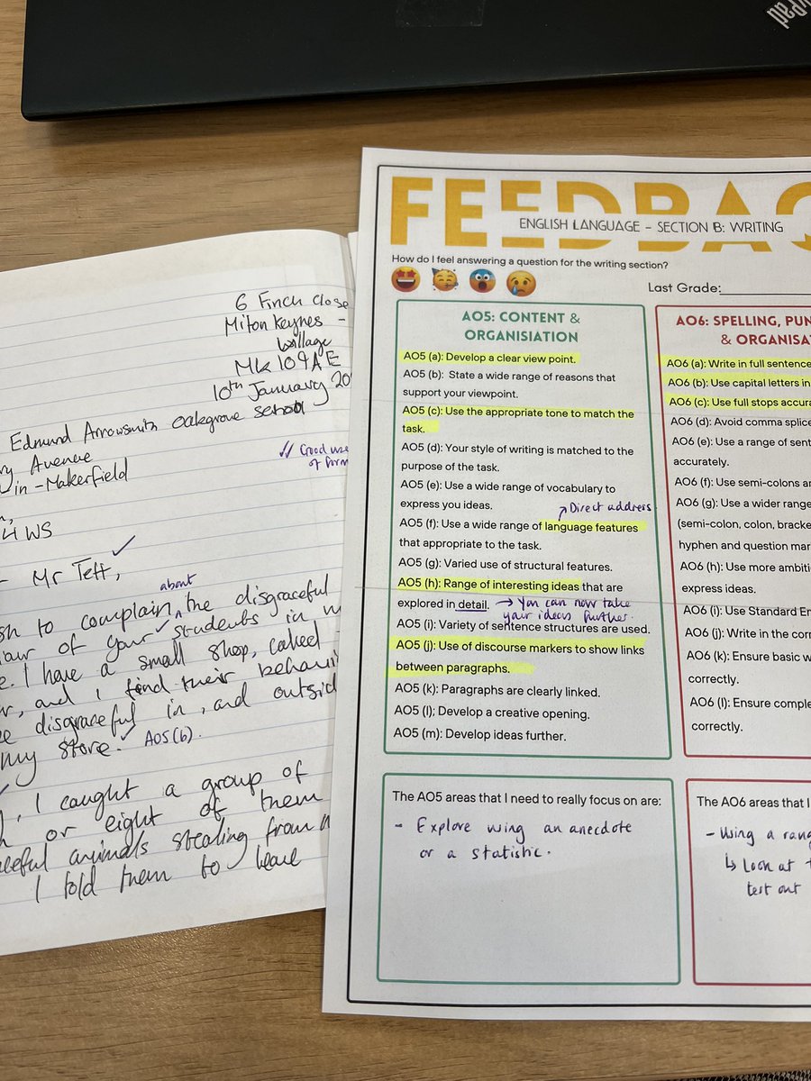mrs_chudasama's tweet photo. Using this booklet to give feedback for a Year 11 #invention class. So much quicker to mark Q5 and give precise feedback!
English Language Paper 2 Exam Revision Booklet (AQA) https://t.co/wQ0zf5lJEA
#English #TeamEnglish #edutwitter #Language #NonFiction #PaperTwo https://t.co/2xY0zVsUfG