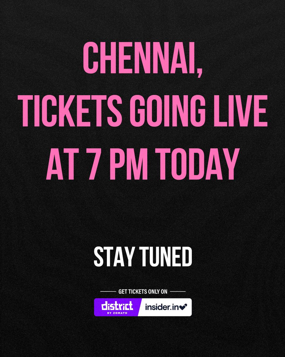 Get ready, Chennai! 🎤 Shreya Ghoshal's All Hearts Tour is coming to town. Tickets go live at 7 PM today — don't miss your chance to experience the magic! 💖 

#ShreyaGhoshal #AllHeartsTour #ChennaiConcert #ShreyaInChennai