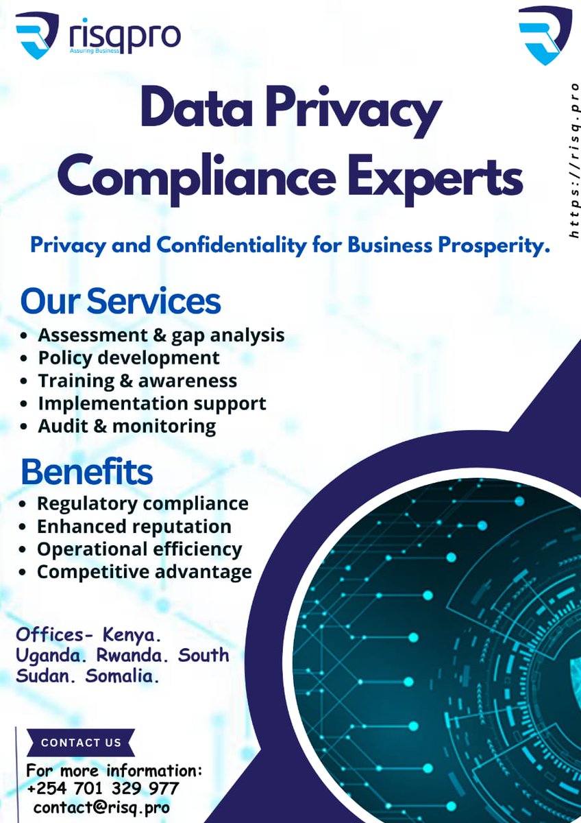 risqpro's tweet photo. Data Breaches, having huge impacts on individuals and corporations pose the greatest threat in 2025! Let's engage to assure your businesses. @ICTAUg @kcsfa @DataGovProsKe @ISACAKampala @Isaca_kenya #DataPrivacy https://t.co/kVraGY6jnk