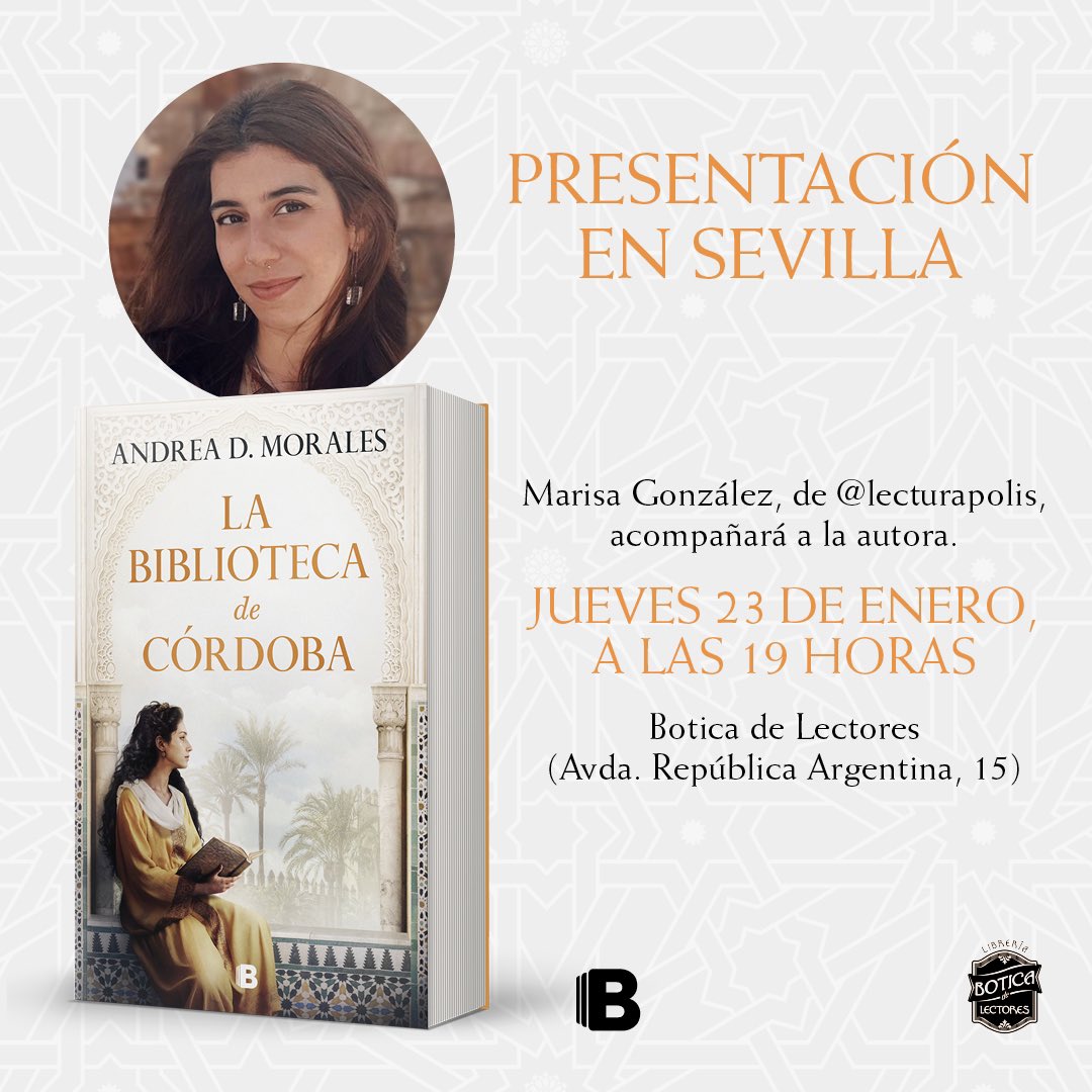 AndreaDlrm's tweet photo. 📣 PRESENTACIÓN EN SEVILLA

El jueves 23 de enero estaré en @LibreriaBotica acompañada por la maravillosa @Lecturapolis . 
Allí hablaremos sobre la nueva novela, la increíble Lubna y, como siempre, estaré encantada de firmar este y cualquiera de los otros libros que traigáis. 💗 https://t.co/fKOdLImHBK
