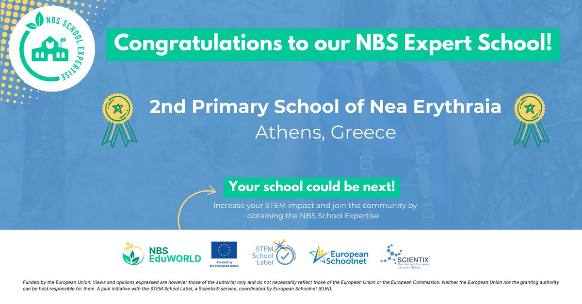 🌟 Congratulations to 2ο Δημοτικό Σχολείο Νέας Ερυθραίας (2nd Primary School of Nea Erythraia) in Athens, Greece 🌟for earning the NBS School Expertise Certificate!
<a href="/nbs_eduworld/">NBS EduWORLD</a> <a href="/STEM_Label/">STEM School Label</a> 🌍
Learn more ➡️ stemschoollabel.eu/group/communit…