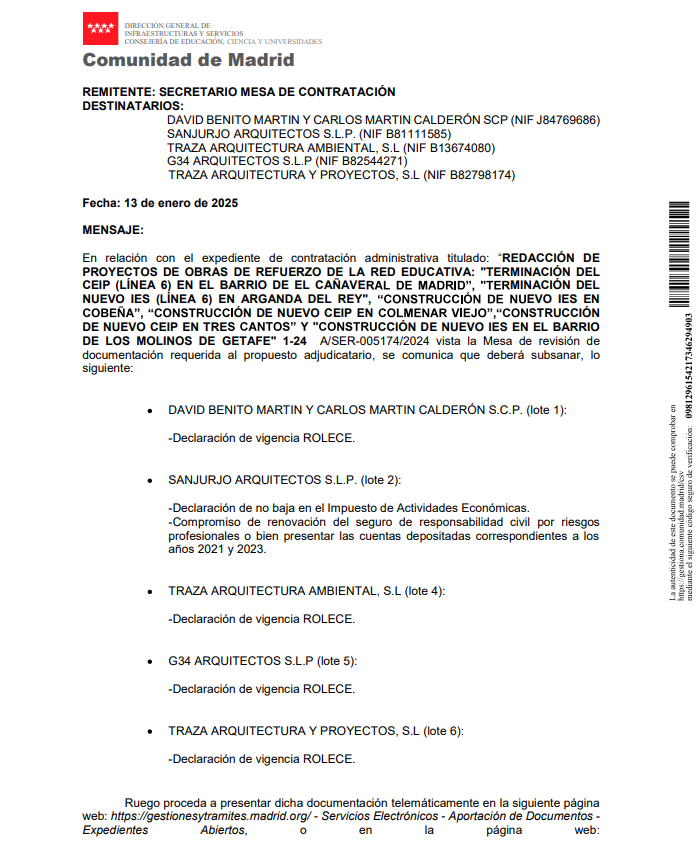 IESMolinosGtafe's tweet photo. Otro palo más a la rueda, otro retraso más. Requerimiento a empresas de subsanación del ROLECE. En 8 meses no ha habido tiempo. Tanto para adjudicar una redacción de proyecto, lo de la @ComunidadMadrid con los #CentrosPúblicos es una desidia de manual.
#IESLosMolinosGetafeYA https://t.co/W5fYTsRmMB