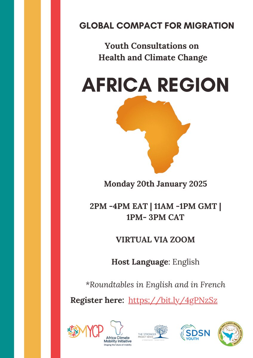 Join our GCM Youth Consultation and Capacity Building on Health &amp; Climate Change in the African Region, with our regional partners! 

📅 20 Jan 2025
⏰2-4PM EAT
➡️bit.ly/4gPNzSz

See you there! 

#ThisIsMYCP #YouthVoices #GCM