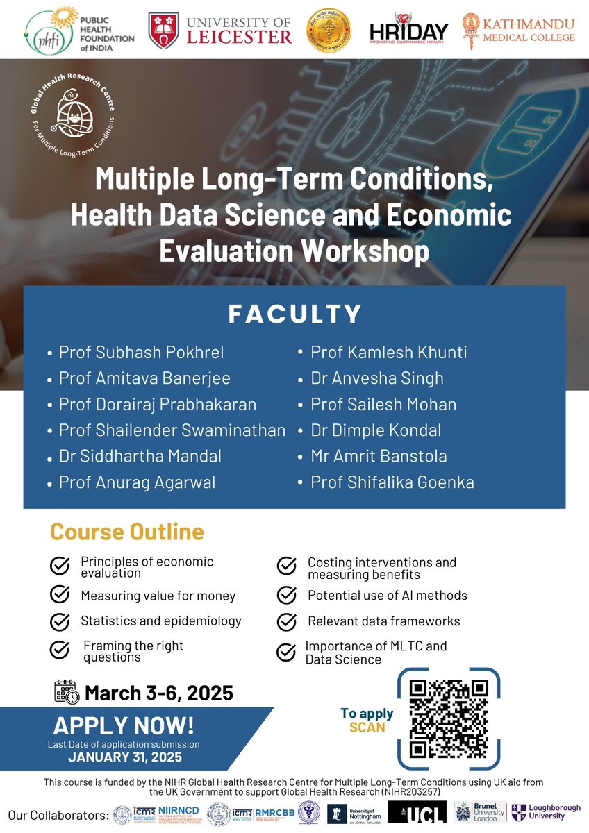 NIHR GHRC for Multiple Long-Term Conditions (@ghrc4mltc) on Twitter photo Join us at the <a href="/GHRC4MLTC/">NIHR GHRC for Multiple Long-Term Conditions</a> for a 4-day workshop on 'Multiple Long-term Conditions, Health Data Science and Economic Evaluation'.
🗓️ Deadline: January 31st, 2025
🔗Apply Now: forms.office.com/r/Bv0UhyT20X?o… Join us at the <a href="/GHRC4MLTC/">NIHR GHRC for Multiple Long-Term Conditions</a> for a 4-day workshop on 'Multiple Long-term Conditions, Health Data Science and Economic Evaluation'.
🗓️ Deadline: January 31st, 2025
🔗Apply Now: forms.office.com/r/Bv0UhyT20X?o…