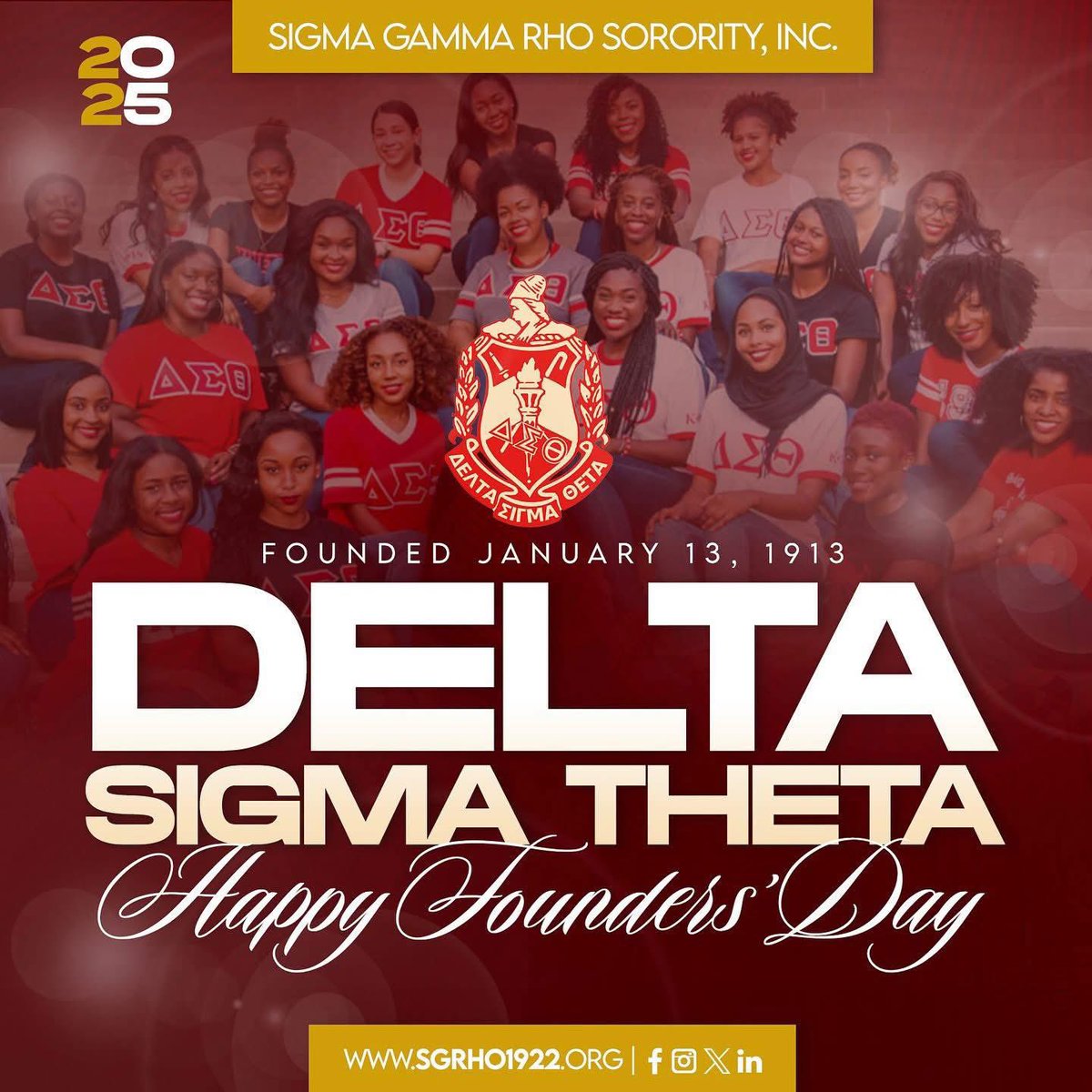 Happy Founders’ Day to the Women of Delta Sigma Theta Sorority, Incorporated from the Women of Sigma Gamma Rho Sorority, Incorporated!

#DeltaSigmaTheta #SigmaGammaRho