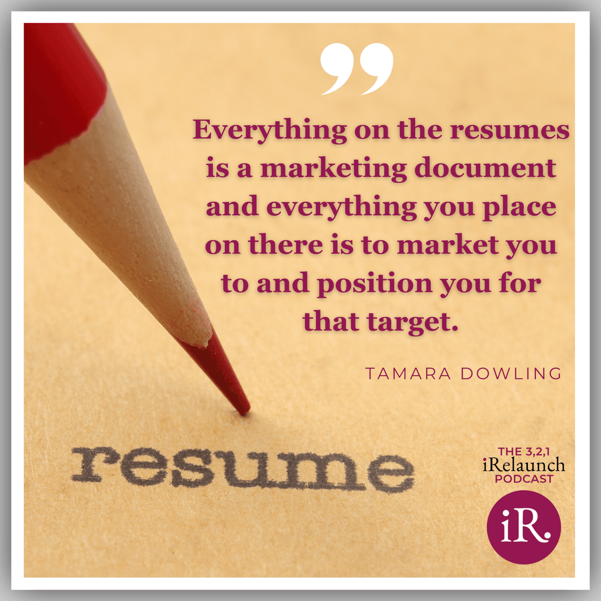 🎙️Kick off the new year with valuable career insights! We're rebroadcasting some of the most impactful advice from past guests of the 3, 2, 1, iRelaunch podcast. Tune in as Carol Fishman Cohen, speaks with resume expert Tamara Dowling. 

🎧 Listen here:irelaunch.site/4CJA50UEWX1