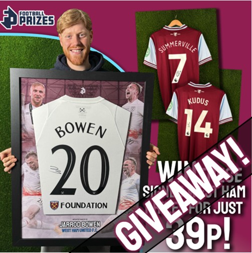 football_prizes's tweet photo. 🚨 GIVEAWAY 🚨

Win a ticket for you and your friend into our West Ham United Competition!

With the chance to win a Custom Jarrod Bowen Display and more!

https://t.co/uzqHdUh18g

To enter:
1) Follow: @football_prizes
2) Like this post
3) Retweet
4) Tag a friend (who will also win!)

Good luck!

#WHU #Hammers #coyi