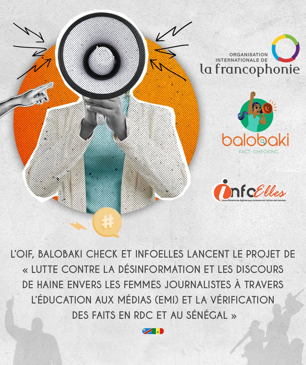 BalobakiCheck's tweet photo. 📌 Deux lauréats 2024 du prix de l’innovation des médias dans l’espace francophone ( @InfoElles et https://t.co/NQT657yvlJ) s’unissent pour renforcer les compétences des femmes journalistes de la RDC et du Sénégal dans la lutte contre la désinformation genrée.  

▶️Avec l'appui @OIFrancophonie 

https://t.co/YDW9XXJAuY