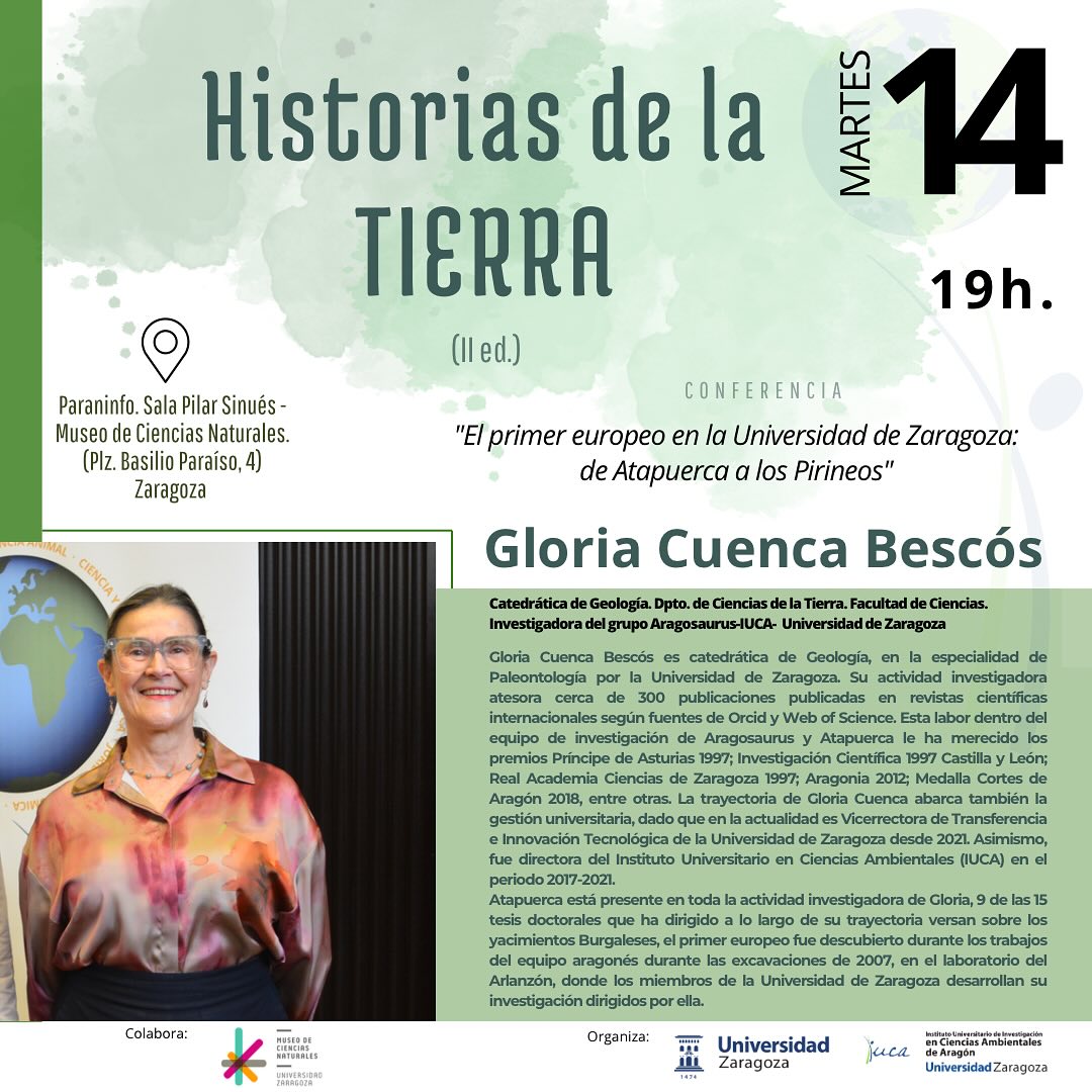 ¡No te olvides! Mañana martes 14 a las 19:00h, disfruta de la conferencia "El primer europeo en la Universidad de Zaragoza: de Atapuerca a los Pirineos" en el Museo de Ciencias Naturales 🌍 Entrada libre. ¡Te esperamos!

#Paleontología #Evolución #Humanidad #HistoriasDeLaTierra