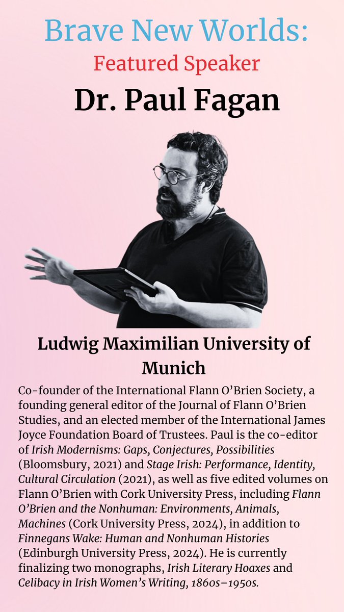 🥁 Drum roll please! 

I'm absolutely jazzed to declare that at, Zürich for Brave New Worlds, Dr Paul Fagan will present

☄️ "Apocalyptic Time in Brian O’Nolan and Aldous Huxley" 🤯

#aldoushuxley #flannobrien #zurichevents