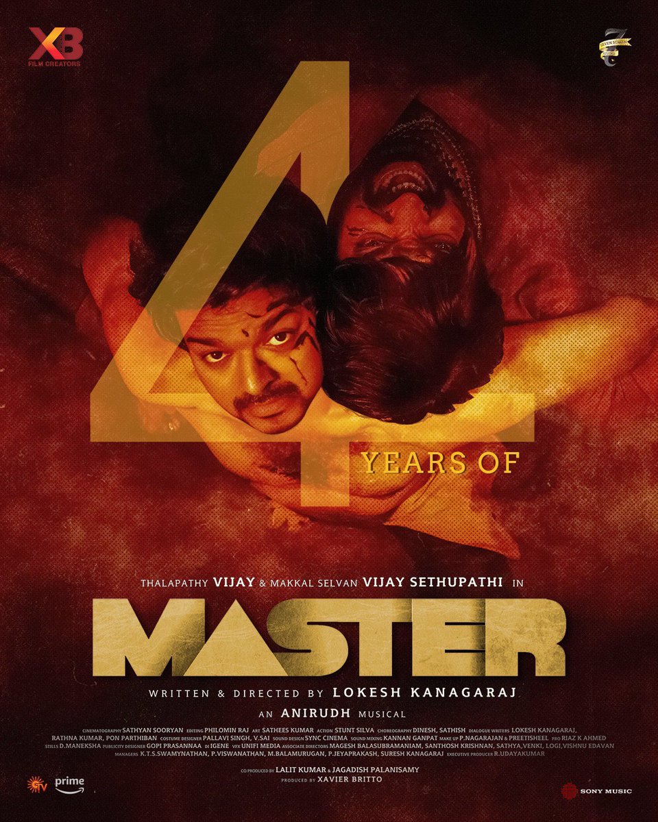 4 years of #Master 😎 Proud moment for #HamsiniEntertainment to have brought this blockbuster to audiences in the USA, UK &amp; Europe during the challenging pandemic times..

The unstoppable energy of #ThalapathyVijay ’s fans &amp; the incredible support from them made this journey