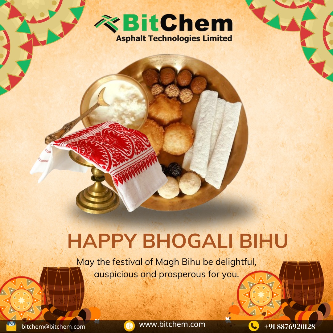 Bitchem_SM's tweet photo. 🌾 Happy Bhogali Bihu! 🎉 🌾
As we celebrate the harvest and the warmth of togetherness this Magh Bihu, let's also build stronger connections—just like our products help build durable roads that bring people closer every day! 🚧✨
#MaghBihu #HarvestFestival  #Bitchem https://t.co/x41M93Oktf