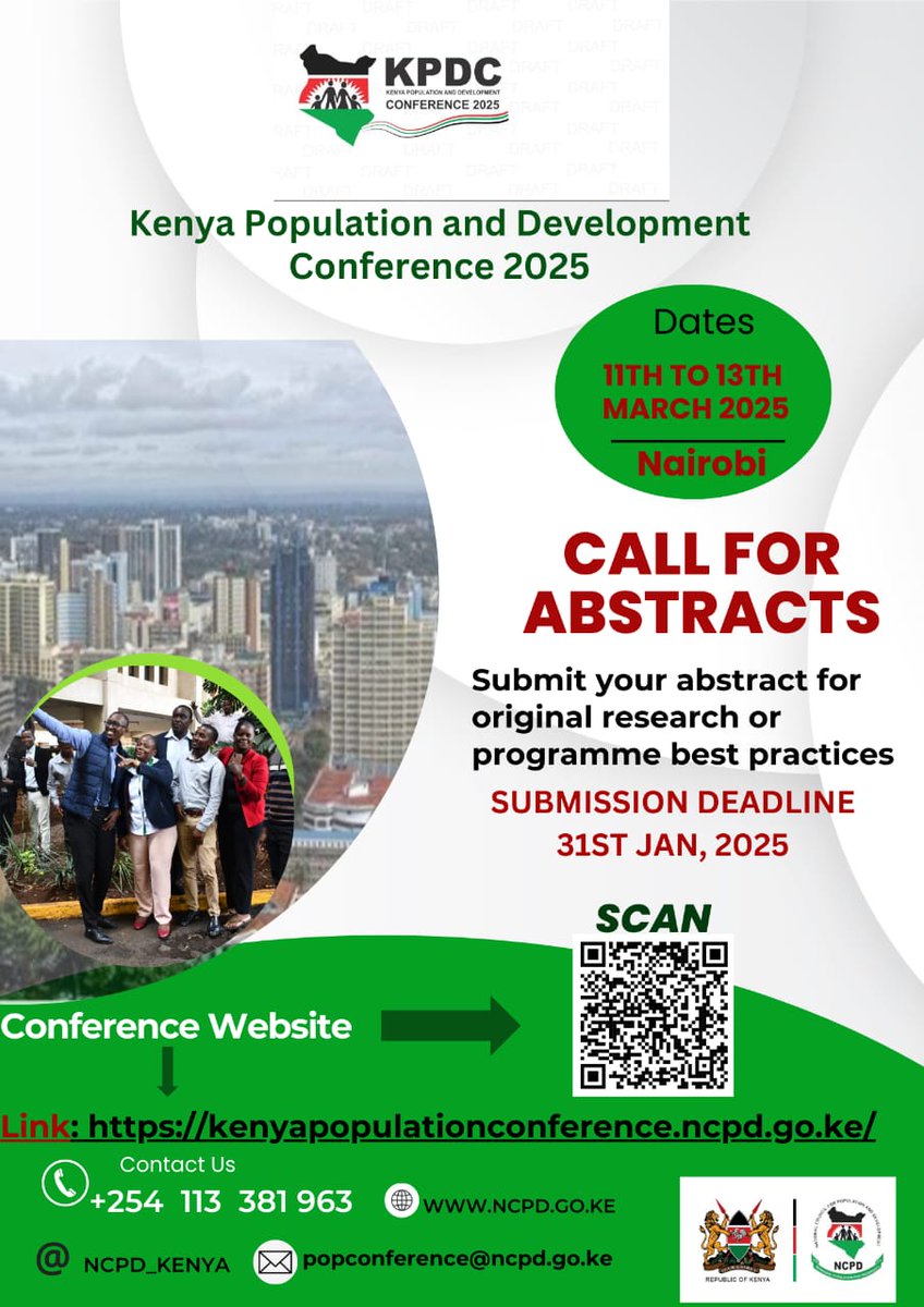#ExtensionOfDeadline . Due to popular public  demand, <a href="/NCPD_Kenya/">NCPD</a> has extended the deadline for the submission of abstracts  for the Kenya Population and Development Conference #KPDC2025 to 31st January 2025. Take advantage of this extension today! . Submit your ideas and make