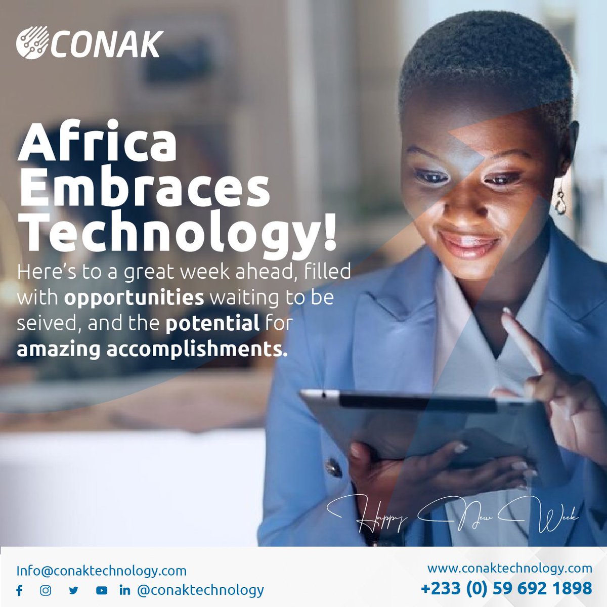 ConakTechnology's tweet photo. Monday!
Let’s kickstart the week with innovative solutions tailored to elevate your business. We've got you covered in infrastructure setup and management, Odoo ERP, software development, IT consulting, and unified communications!

Let’s build smarter, together. 🤝
#CONAK #MONDAY https://t.co/0hLAuDCXzY