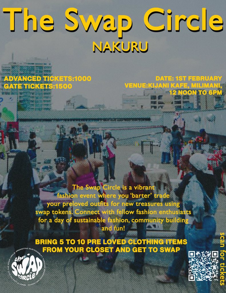 TheSwapCircle's tweet photo. Hello #Nakuru !!
How’s your new year coming along? Are you decluttering? looking to explore a different style this year? Or simply you want to get clothes without breaking the bank!
The Swap circle will be hosting our first Clothes swapping event in Nakuru at #KijaniKafe https://t.co/gxOgvVwsmj