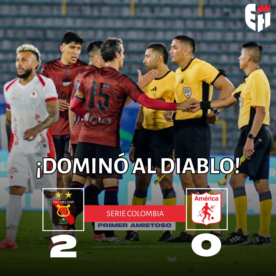 ¡DOMINÓ AL DIABLO!

#Melgar ganó 2-0 a #AmericadeCali por el primer amistoso del torneo #SerieColombia. 

⚽️ Cabrera (71'); Bordacahar (82')

➡️ Prox partido ante Millonarios, el jueves a las 7pm.

✅️ 2° triunfo de Melgar en Colombia, la anterior fue ante Junior por 1-0 en2019