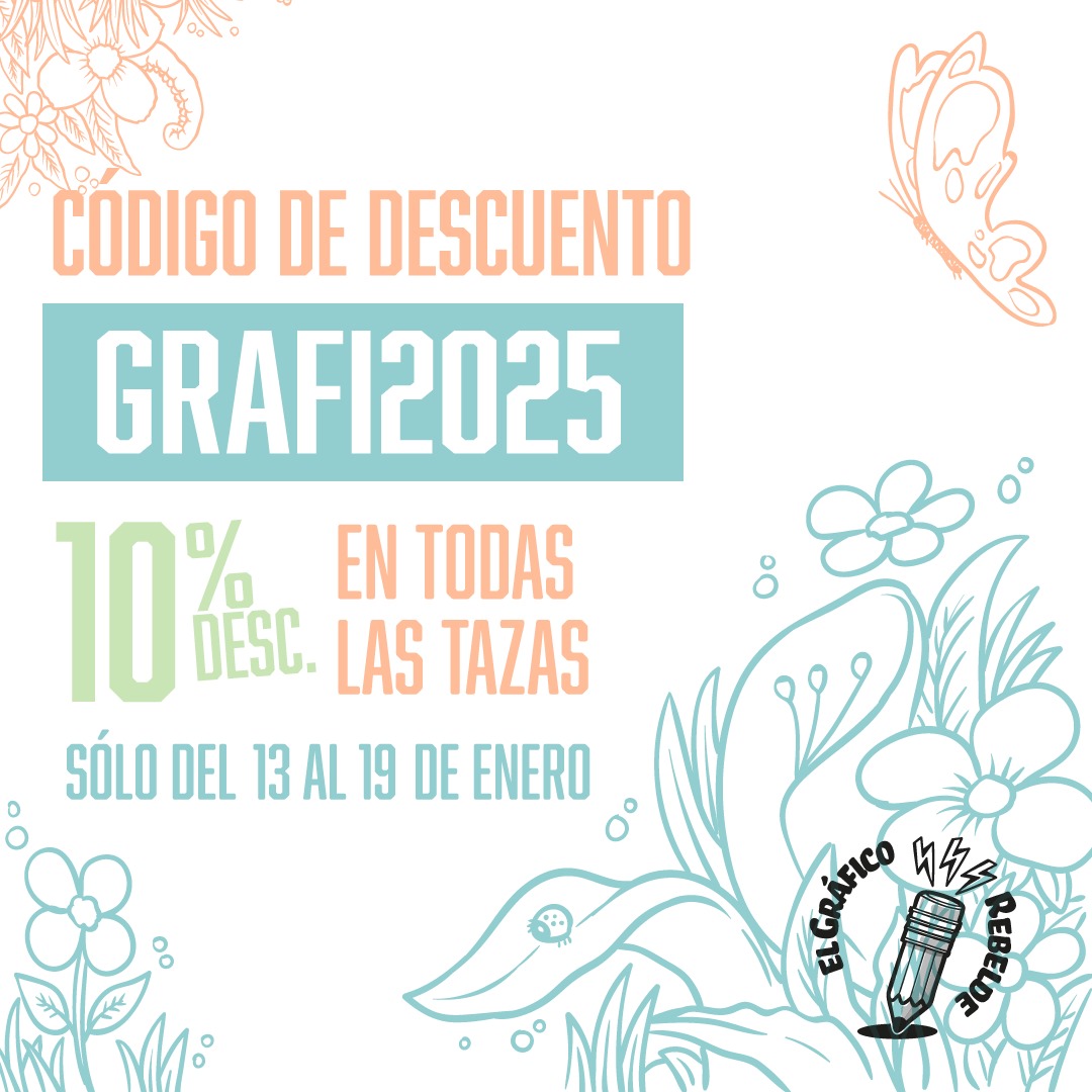 graficorebelde's tweet image. Código de descuento GRAFI2025. Úsalo en la GrafiTienda y obtén un 10% de descuento en todas las tazas (excepto outlet). Aprovecha este código disponible sólo del 13 al 19 de enero de 2025.

#Descuento #CodigoDescuento #GraficoRebelde