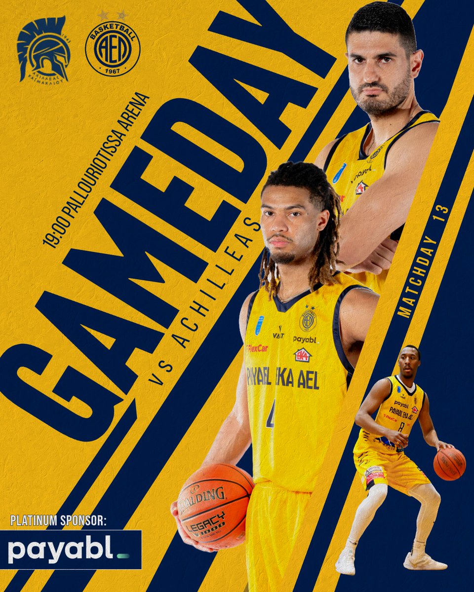 ael_bc1967's tweet photo. 🟡🔵𝗜𝘁'𝘀 𝗚𝗮𝗺𝗲𝗱𝗮𝘆
🏀 OPAP Basket League - Round 13
🆚 Achilleas Kaimakli
⌚️19:00
🏟 Pallouriotissa Arena
📲 #aelbc #theQueen #achael https://t.co/yfDzZ2DWew