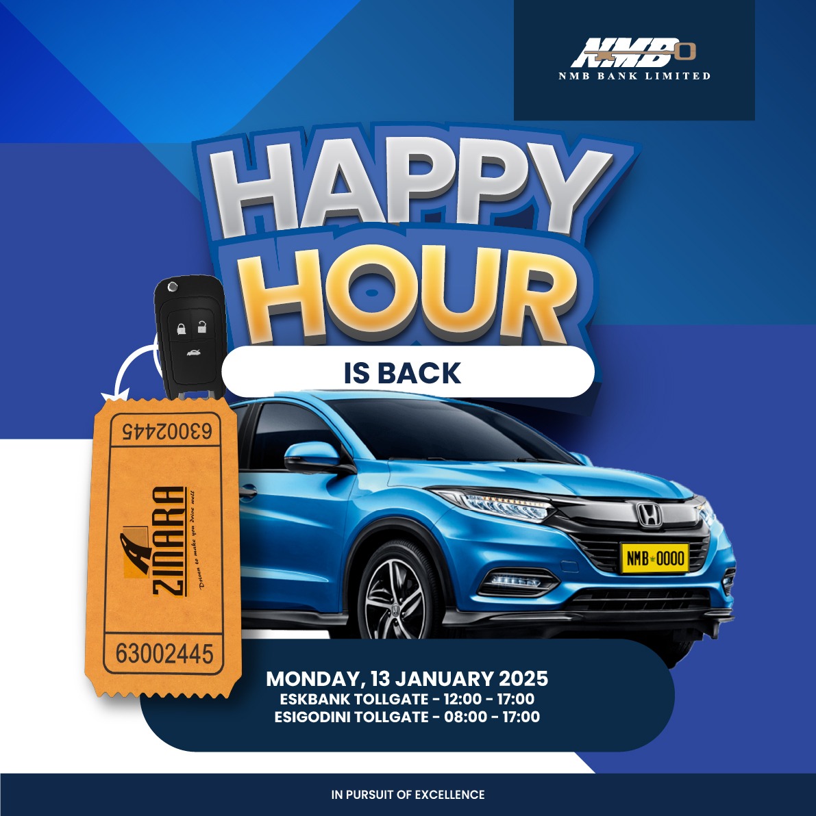 NMBBankZim's tweet image. ZINARA Happy Hour is BACK!

Today, we’re at the following locations, giving out FREE passes and goodies to randomly selected vehicles. Spread the word!
#ZINARAHappyHour #RoadReady #BackToSchool