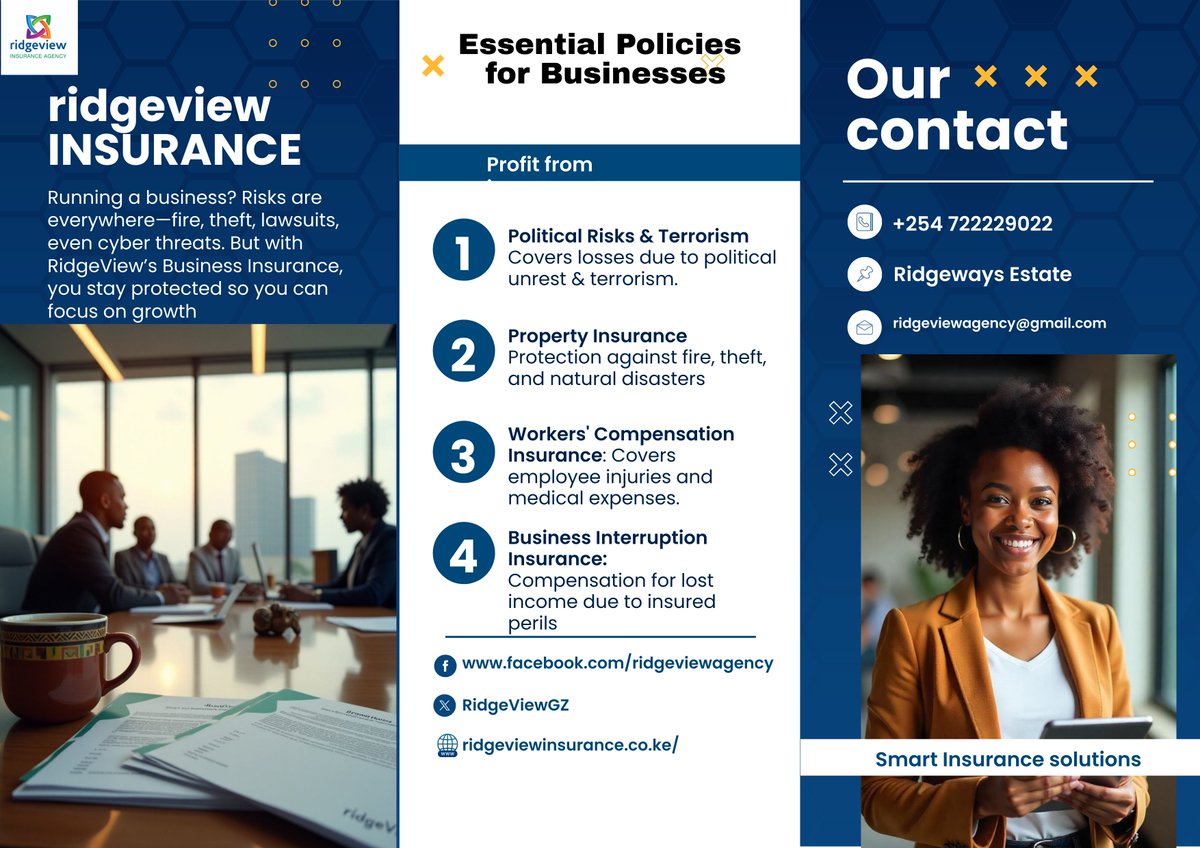 RidgeViewGZ's tweet image. ✅ Shield your assets – Cover for fire, theft &amp;amp; disasters
✅ Protect your profits – Minimize business disruptions
✅ Cover your team – Employee protection &amp;amp; liability coverage
👉 DM us today for a FREE consultation! 📩
#InsureYourBusiness #RidgeViewInsurance #PeaceOfMind