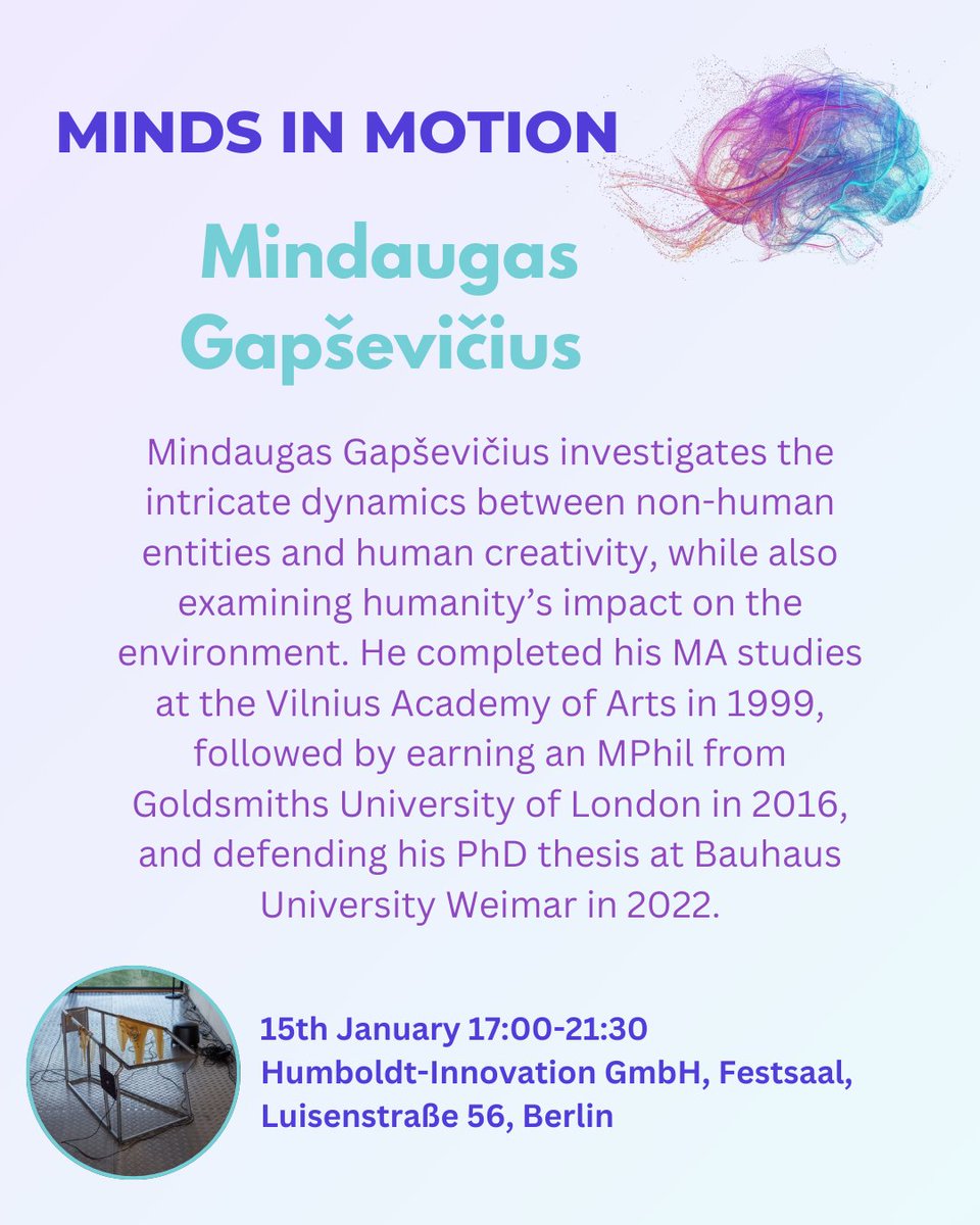 edge_neuro's tweet photo. We are honoured that Mindaugas Gapševičiuswill be exhibiting an installation &amp; participatory sculpture at  the upcoming #MindsinMotion event coorganized with @ANTNeuro on January, 15th.

Learn more about Miga 👀 https://t.co/qp6PkDekN8

Register here: https://t.co/GpcE54wth5 https://t.co/Td1rGxZAhS