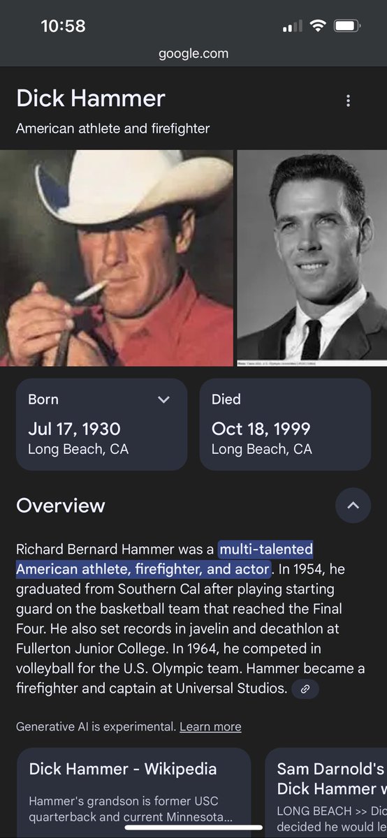 Patrickcp_34's tweet photo. Dick Hammer (coolest name ever) is Sam Darold’s Grandfather. He is the “Marlboro Man” probably the most manliest man to exist!

Sam will destroy the rams 196-7. #skol Skol vikes! Let’s go! Rangers lead the way https://t.co/4IaYvUmFoN
