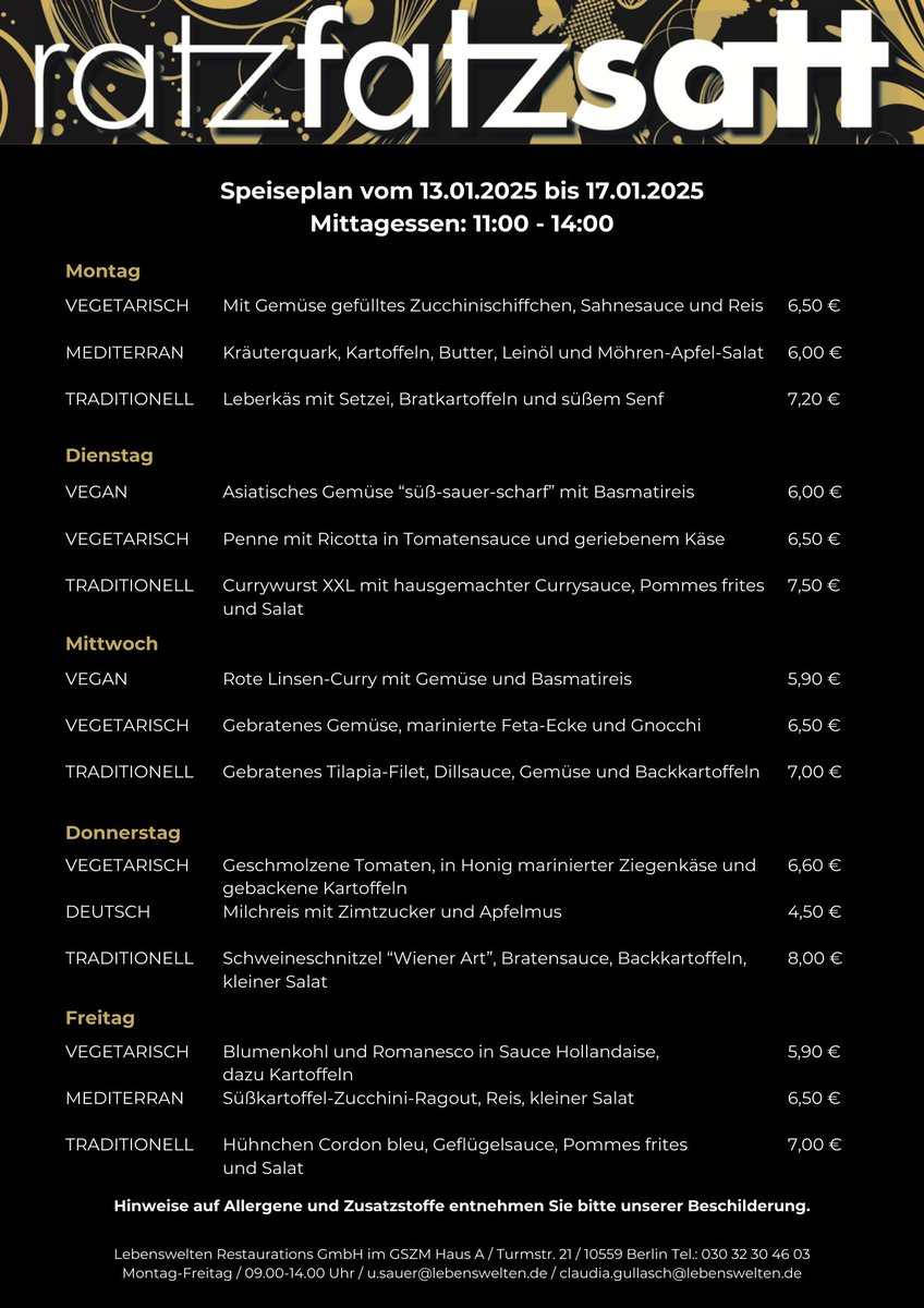 Unsere Karte für diese Woche. Wir freuen uns auf euren Besuch!
#ratzfatzsatt